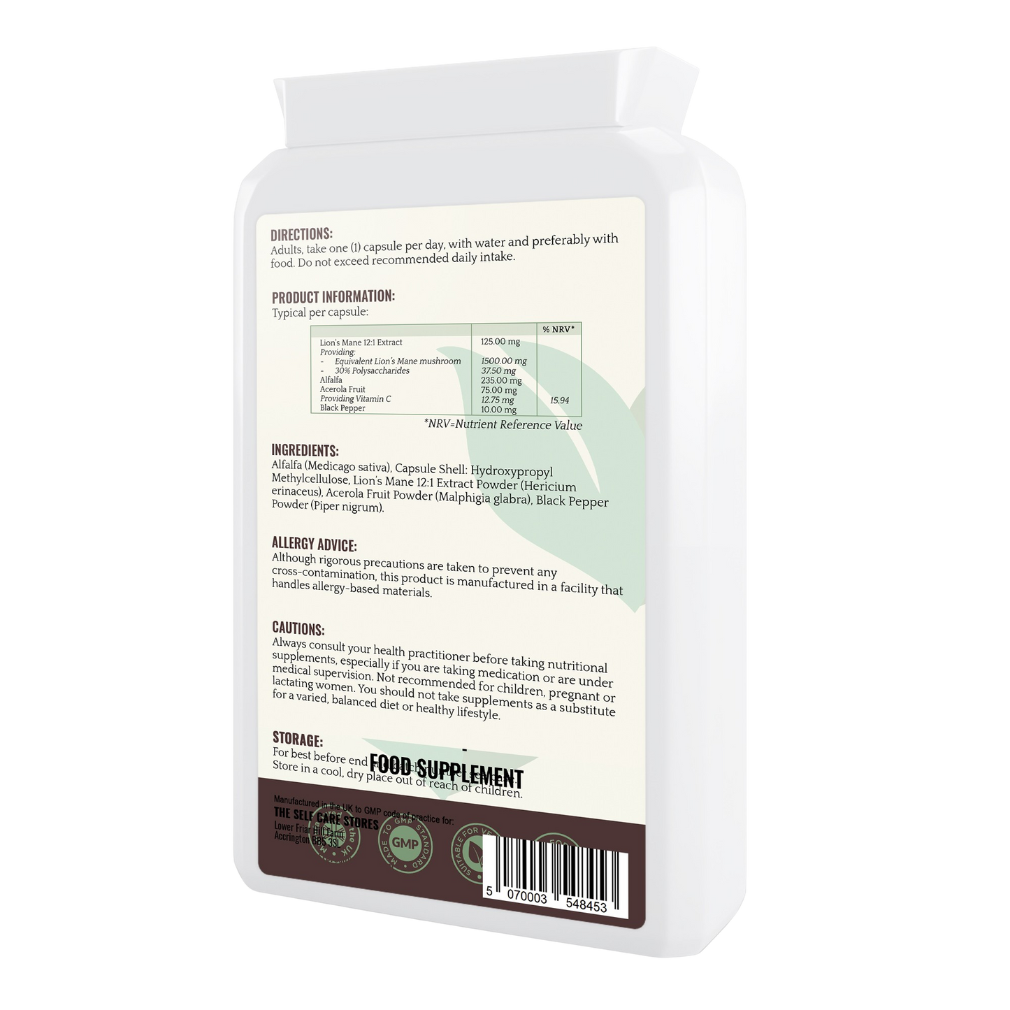 Lions Mane Extract with Acerola + Black Pepper - PL-503