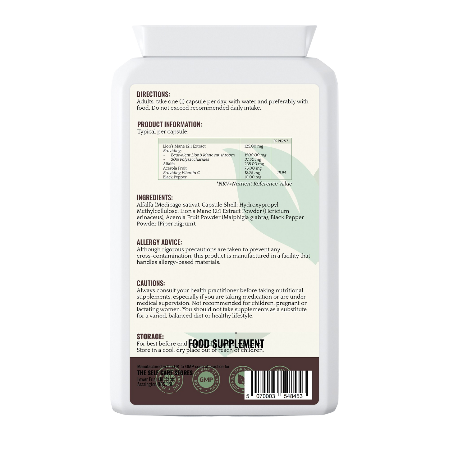 Lions Mane Extract with Acerola + Black Pepper - PL-503
